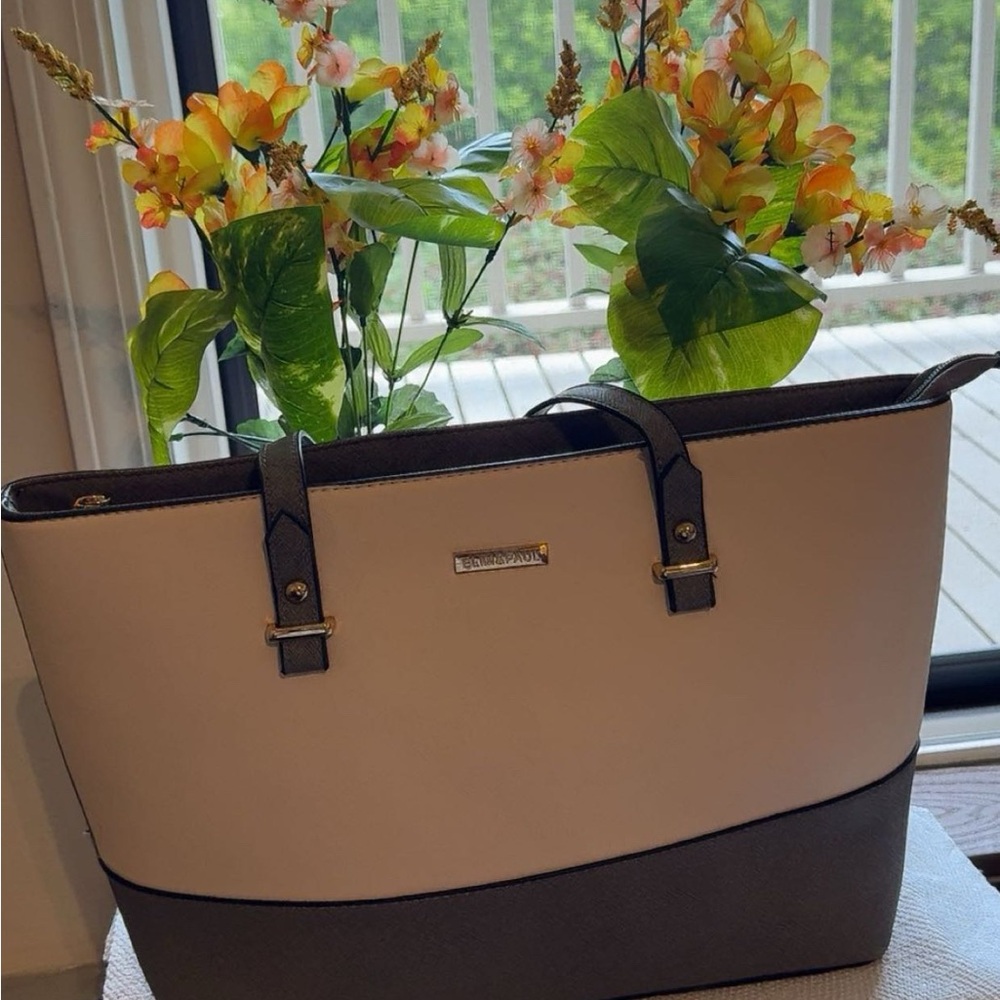 Chic Cream and Black Tote Bag